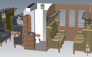 Реконструкция интерьера. <br />Сетки для багажа. Также видно резервуар для воды